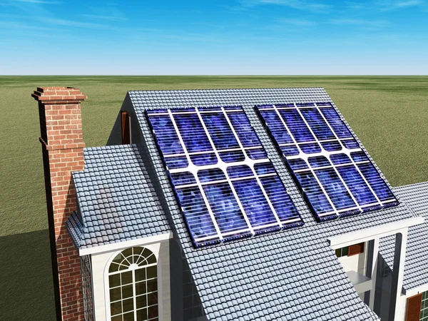 Huis met zonnepanelen — Stockfoto