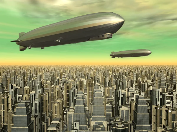 Αερόπλοια και megacity — Φωτογραφία Αρχείου