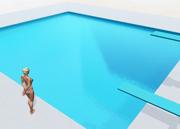 Woman and Swimming Pool — Stock Photo, Image