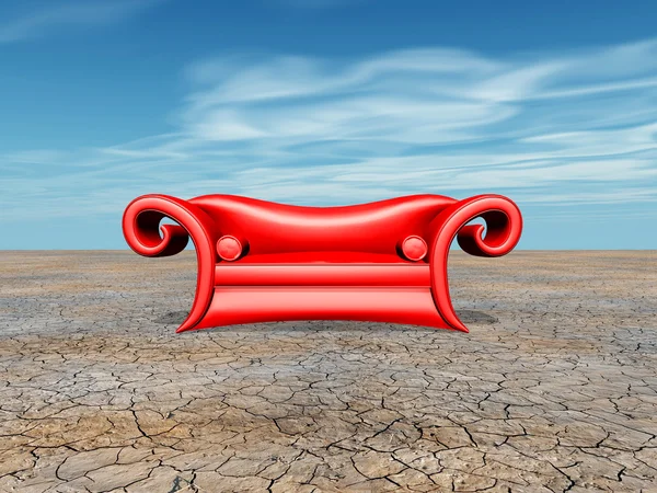 Kırmızı kanepe — Stok fotoğraf