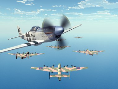 avcı bombardıman p-51 ve ağır bombardıman halifax