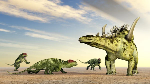 Doliosaurisco e Gigantspinosauro — Foto Stock