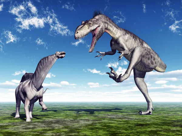 Amargasaurus і megalosaurus — стокове фото