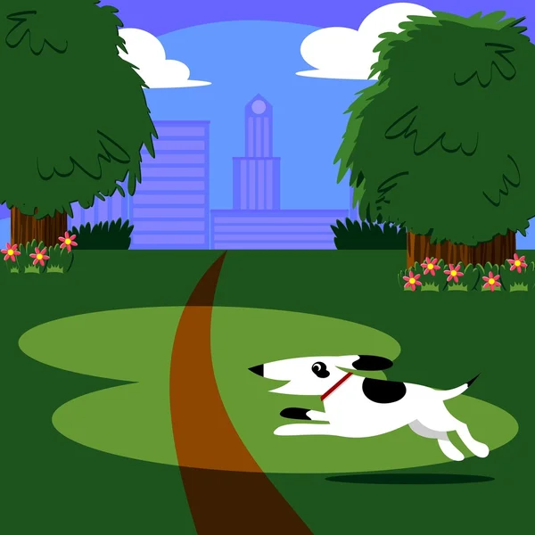 Cão correndo no parque — Vetor de Stock