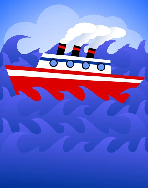海の上の漫画のボート — ストック写真