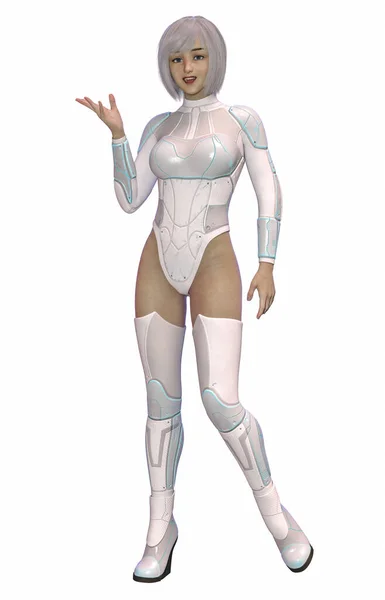 Sci Cyborg Girl Posing — Stock Photo, Image