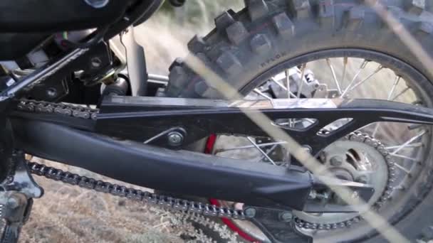 Вид Черной Подножки Мотоцикла Кросс Кросс Сцепление Педалей — стоковое видео
