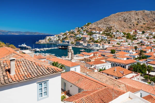 Vista general de la isla de Hydra, Grecia Imágenes de stock libres de derechos