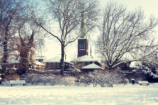 Winter dutch village — Stock Photo, Image