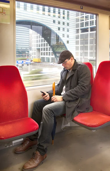 Man inside dutch metro — Stock Photo, Image