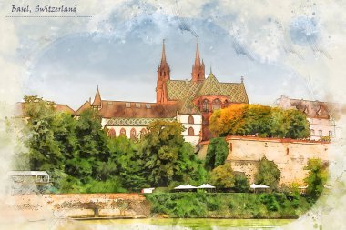 Kartpostal veya illüstrasyon için kullanılan eskiz biçimi bazel