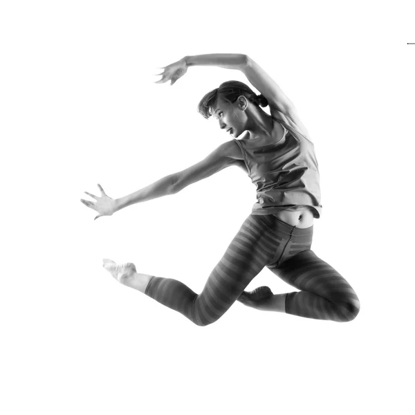 Ballerino moderno che balla sullo sfondo bianco dello studio — Foto Stock