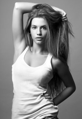 güzel saç moda ve genç kız portresi