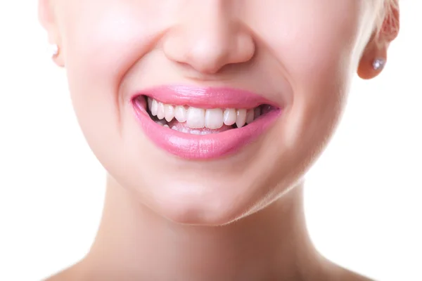 Pink lips, close-up portrait — Stock Photo, Image