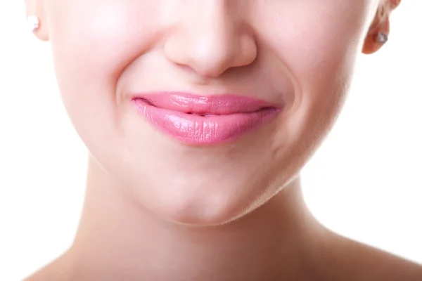 Lábios cor de rosa, close-up retrato — Fotografia de Stock