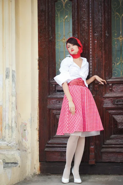 beautiful young girl in retro style