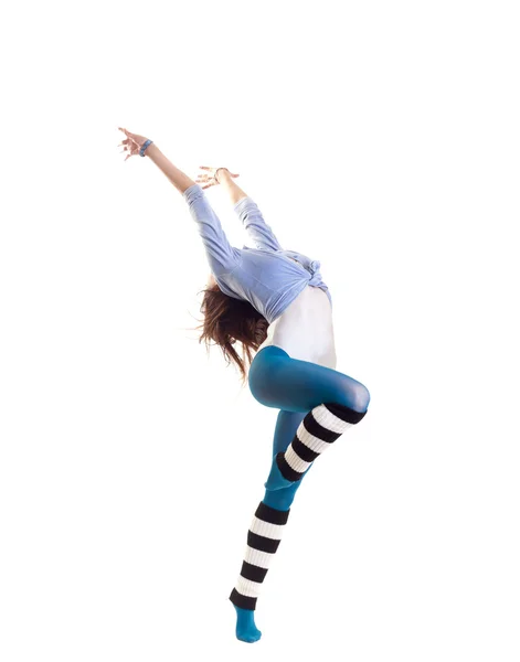 Ballerino moderno che balla sullo sfondo bianco dello studio — Foto Stock