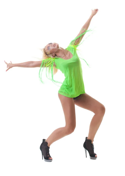 Nowoczesne tancerz taniec na tle białego studia — Zdjęcie stockowe