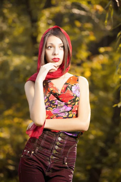 Autumn portrait of beautiful young girls — Stock Photo, Image