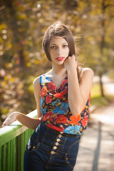 Autumn portrait of beautiful young girls — Stock Photo, Image