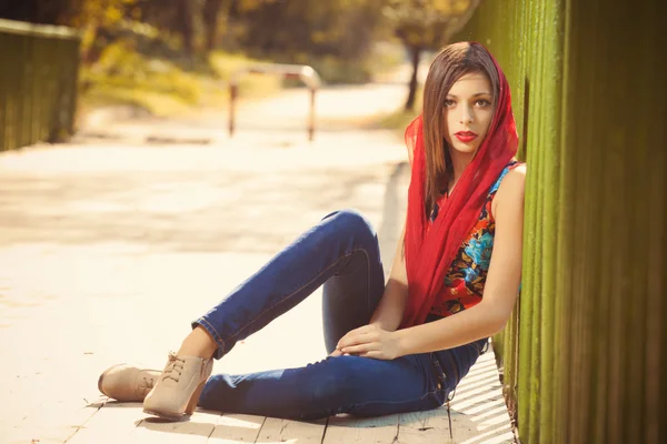 Autumn portrait of beautiful young girls — Stock Photo, Image