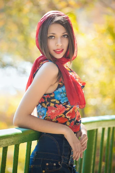 Autumn portrait of beautiful young girls — Stock Photo, Image