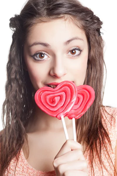 Menina com retrato pirulito — Fotografia de Stock