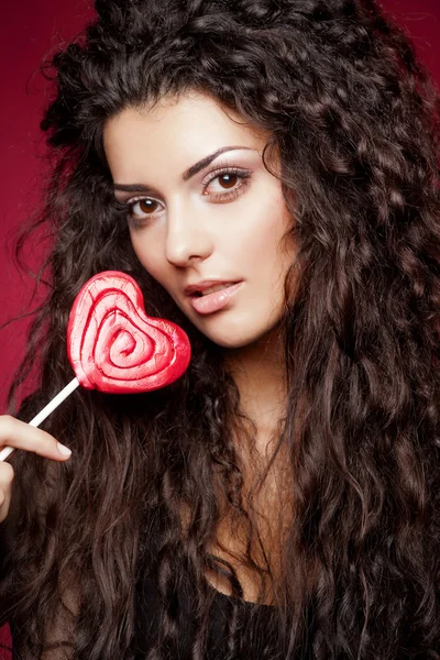 Girl with lollipop portrait — Stock Photo, Image