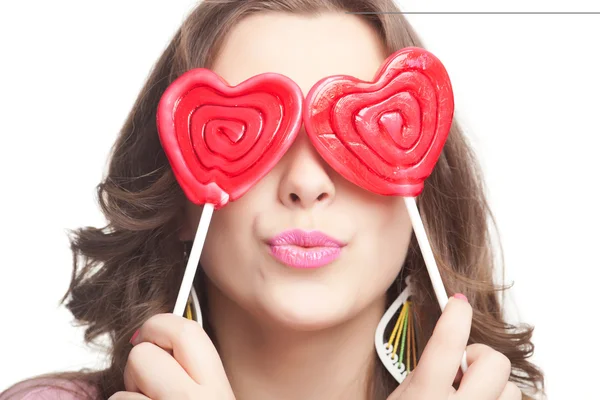 Girl with lollipop portrait — Stock Photo, Image