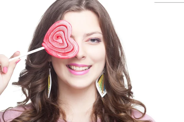 Girl with lollipop portrait — Stock Photo, Image