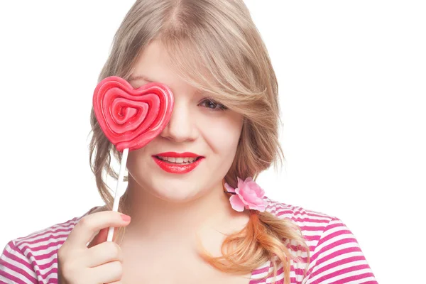Girl with lollipop portrait — Stock Photo, Image