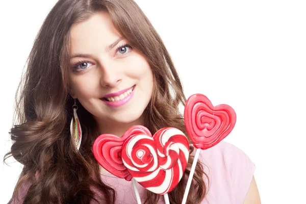 Girl with lollipop portrait — Stock Photo, Image