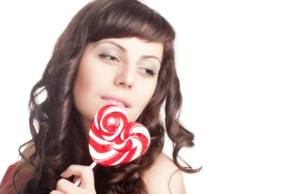 Girl with lollipop portrait — Stock Photo, Image