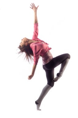 Beyaz stüdyo arka dans modern bale dansçısı