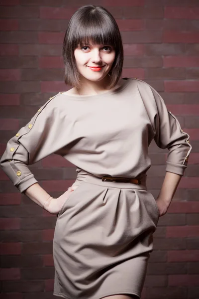 Closeup portrait of glamour young girl with beautiful short hair — Stock Photo, Image