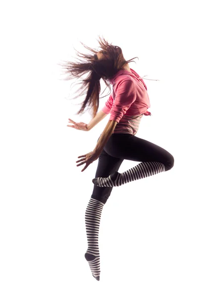 Ballerino moderno che balla sullo sfondo bianco dello studio — Foto Stock