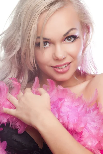 핑크 드레스에 섹시 한 아가씨 — 스톡 사진