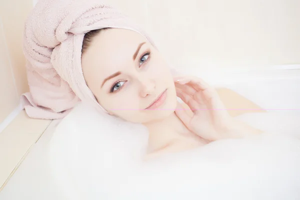 Attractive young gorgeous women taking bath — Stock Photo, Image