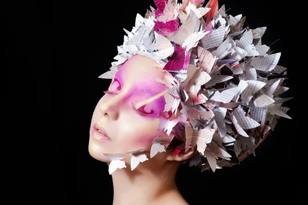 Mode roze make-up, mooie vrouw — Stockfoto