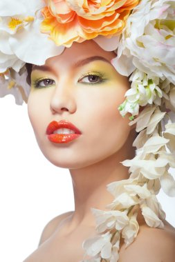 Mavi dresswith çiçek çelenk moda bayan