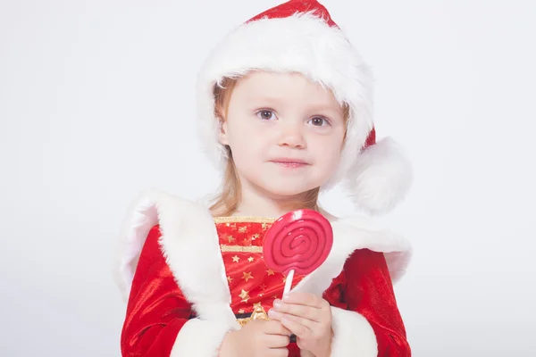 Babbo Natale bambina, riprese in studio — Foto Stock