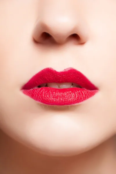 Red lips, close-up portrait — Stock Photo, Image