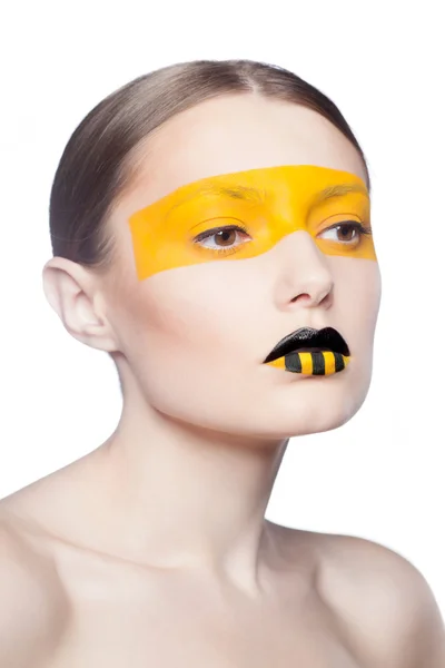 Maquillage créatif de dame de la mode, gros plan — Photo