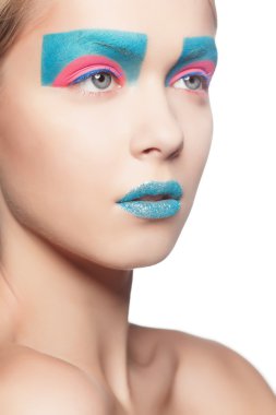 Moda Bayan, yakın çekim yaratıcı makyaj