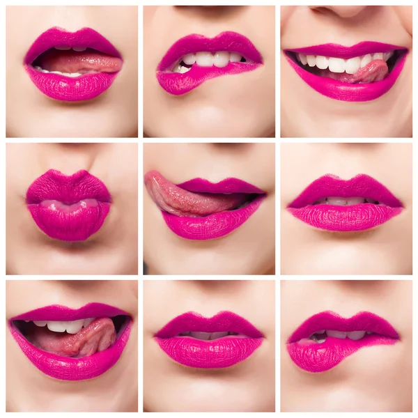 Lábios vermelhos, close-up retrato — Fotografia de Stock