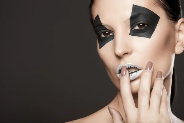 Maquiagem criativa da senhora da moda, tiro de close-up — Fotografia de Stock