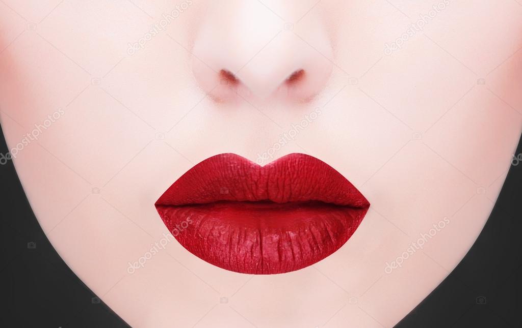 Glamour pink lips, close-up shoot