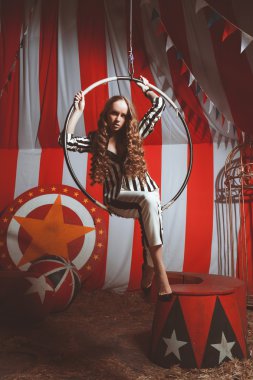 Fashion acrobat woman in circus clipart