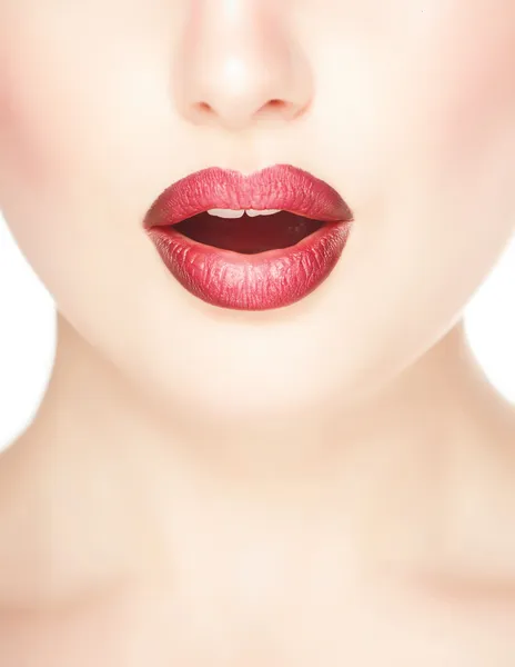 Red lips, close-up portrait — Stock Photo, Image