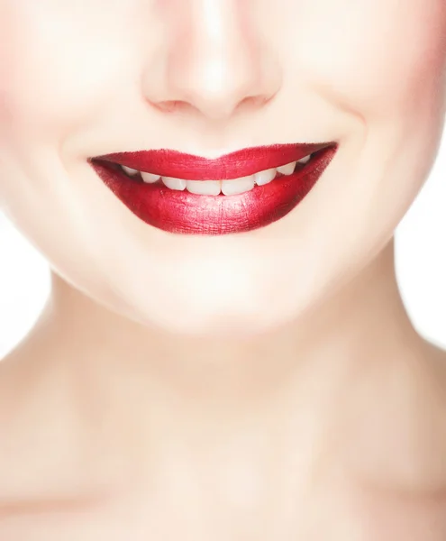 Red lips, close-up portrait — Stock Photo, Image